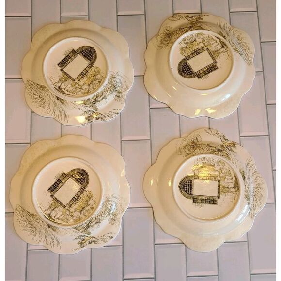 Anthropologie "On Safari" Salad Plates Scalloped Edge Birds Set of 4, Y2K EUC - Picture 6 of 10